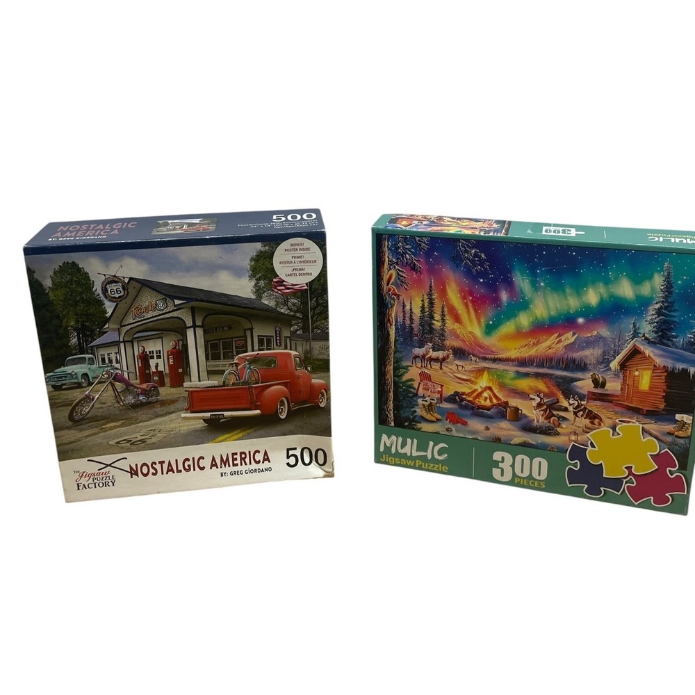 Lot of 300 - 500-Piece Jigsaw Puzzles Nostalgic‎ America Mulic Northern Lights